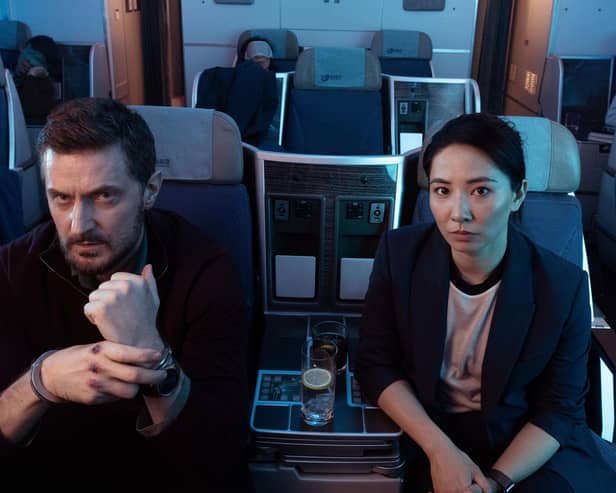 Richard Armitage and Jing Lusi in Red Eye. Picture: Jonathan Ford/Bad Wolf