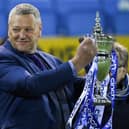 Kilmarnock's Billy Bowie with the league trophy.  (Photo by Craig Foy / SNS Group)