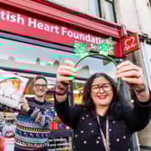James Jopling, Head of Scotland BHF and store manager Colette Farrington outside the store on Byres Road, Glasgow.