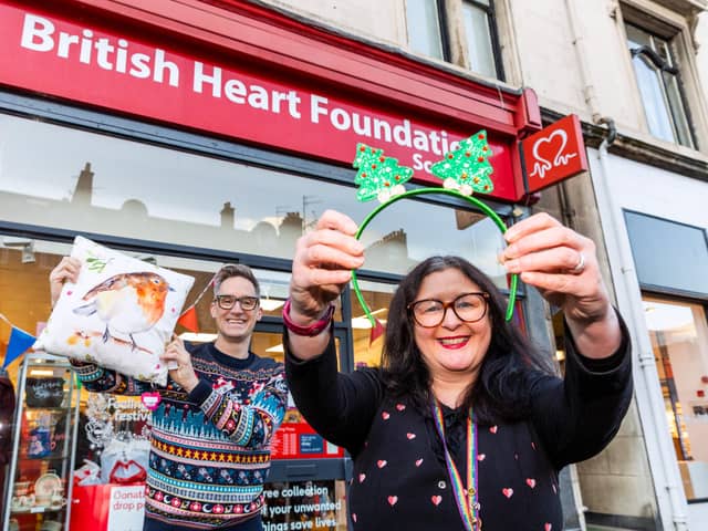 James Jopling, Head of Scotland BHF and store manager Colette Farrington outside the store on Byres Road, Glasgow.