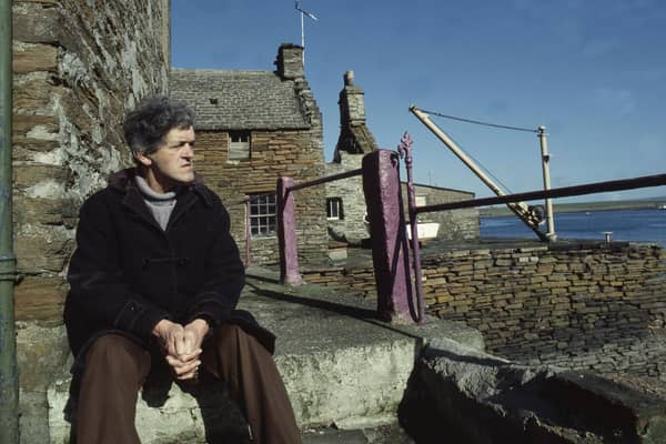 Portrait of the poet George Mackay Brown of Stromness, Orkney. An old friend has spoken of the gift of one of his most loved poems, A New Child: ECL, which he wrote on the birth of her daughter. Photo by Werner Forman Archive/Shutterstock (8527420a)