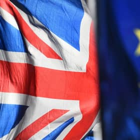 Union and European Union flags. PIC: PA