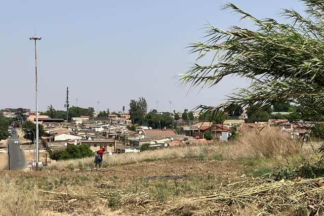 A woman tends crops in the Johannesburg township of Soweto, home to three million people. Pic: J Christie