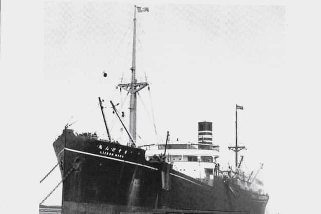 The Lisbon Maru prior to embarking.