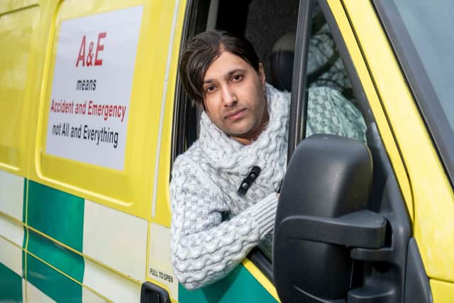 Student Umran Ali Javaid who has bought an ambulance and will drive it to the Polish-Ukrainian border to help refugees fleeing the Russian invasion.