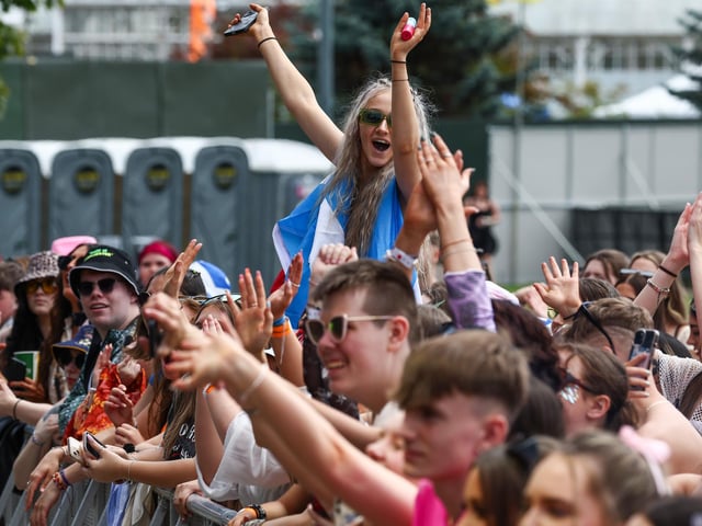 Fans watch Picture This performing at day one of the TRNSMT Festival 2024 at Glasgow Green