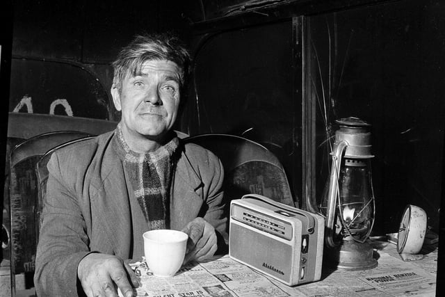 John McDonald, the nightwatchman at Leith Fort Flats, April 1960.