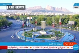 A handout image grab made available by the Iranian state TV, the Islamic Republic of Iran Broadcasting (IRIB), shows what the TV said was a live picture of the city of Isfahan following reports of explosions heard in the province in central Iran. Picture: Iranian State TV (IRIB)/AFP via Getty Images