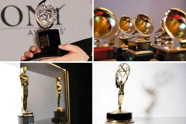 The four trophies that make up the EGOT.