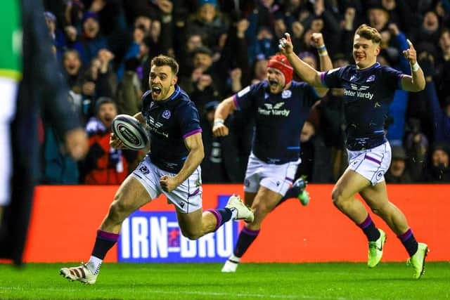 Ben White finished off a superb move after great footwork from Darcy Graham, right. (Photo by Craig Williamson / SNS Group)
