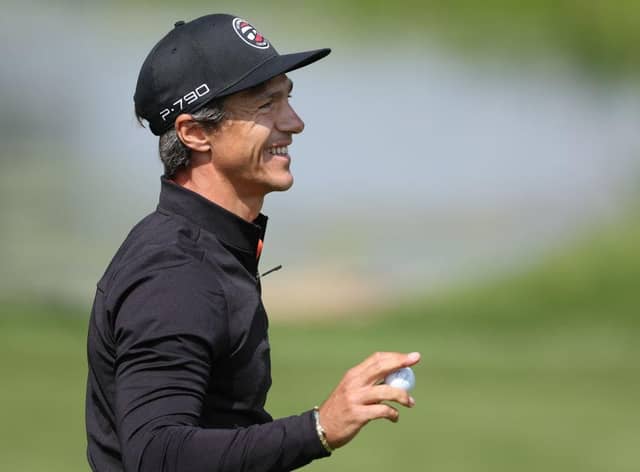 Thorbjorn Olesen acknowledges the crowd on the ninth green during the first round of the Betfred British Masters hosted by Danny Willett at The Belfry in Sutton Coldfield. Picture: Richard Heathcote/Getty Images.