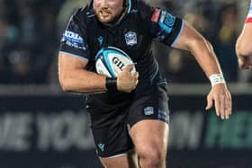 GLASGOW, SCOTLAND - NOVEMBER 25: Zander Fagerson in action for Warriors during a BKT United Rugby Championship match between Glasgow Warriors and Ulster at Scotstoun Stadium, on November 25, 2023, in Glasgow, Scotland. (Photo by Ross MacDonald / SNS Group)
