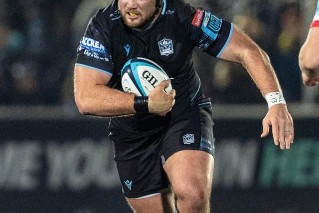 GLASGOW, SCOTLAND - NOVEMBER 25: Zander Fagerson in action for Warriors during a BKT United Rugby Championship match between Glasgow Warriors and Ulster at Scotstoun Stadium, on November 25, 2023, in Glasgow, Scotland. (Photo by Ross MacDonald / SNS Group)