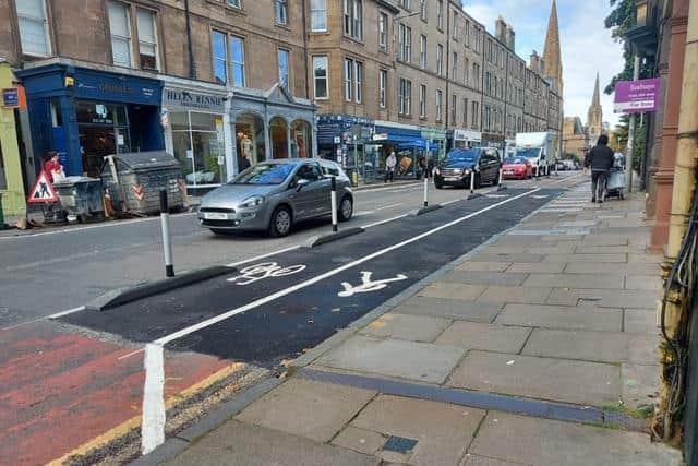A new cycle lane created under the Spaces for People scheme in Edinburgh