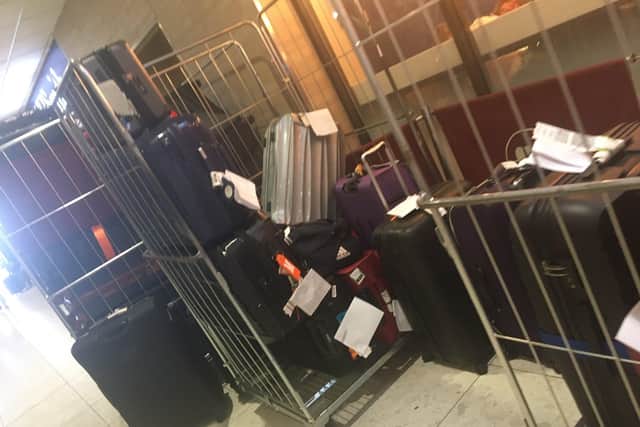 Luggage left unattended in Edinburgh Airport's terminal last week. (Photo by Karen McAvoy)