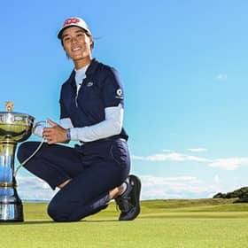 Celine Boutier with the trophy after winning the Freed Group Women's Scottish Open presented by Trust Golf at Dundonald Links. Picture: Octavio Passos/Getty Images.