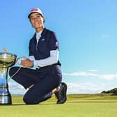 Celine Boutier with the trophy after winning the Freed Group Women's Scottish Open presented by Trust Golf at Dundonald Links. Picture: Octavio Passos/Getty Images.