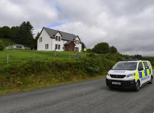 Police at the scene of an incident at a property in the Teangue area on the Isle of Skye in Scotland.John MacKinnon, 47, died following a series of incidents on the Isle of Skye and in the Dornie area of Wester Ross on Wednesday.