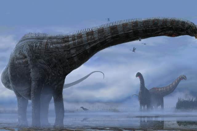 Undated handout artist impression of a diplodocid. The asteroid which killed nearly all dinosaurs struck the Earth during the spring, researchers have concluded.
