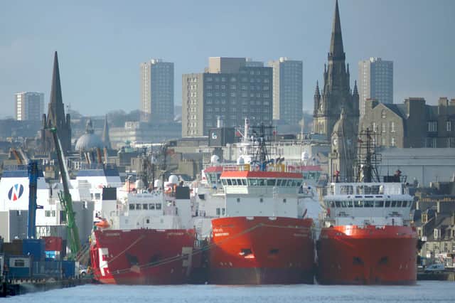 Oil rig supply vessels in Aberdeen harbour (Picture: Craig Stephen)