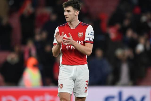 Kieran Tierney may miss the rest of the season if his injury is as severe as feared. (Photo by Stuart MacFarlane/Arsenal FC via Getty Images)