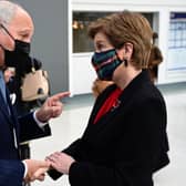 Nicola Sturgeon with former French premier and foreign minister Laurent Fabius at COP26 (Picture: Paul Ellis/AFP via Getty Images)