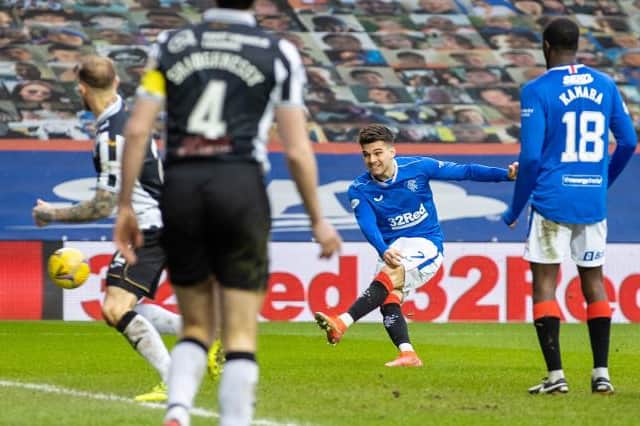 Ianis Hagi scores Rangers' third goal just 27 seconds into the second half as St Mirren were swept aside at Ibrox. (Photo by Craig Williamson / SNS Group)