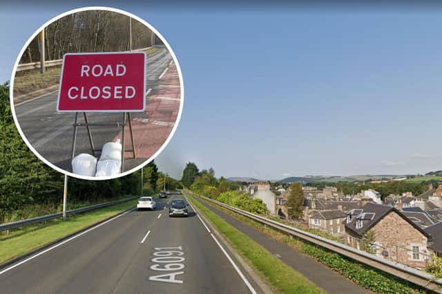 The A6091 Melrose bypass was closed in both directions following the two-car crash.