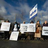 Members of the 40 Days For Life group, campaigners who are against abortion, protest outside Glasgow's QEUH. Picture: JohnDevlin/JPIMedia