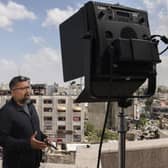 An Al Jazeera English correspondent reports live from Ramallah in the occupied West Bank on Sunday. Israel's Prime Minister said his government has decided to shut down the Qatar-based news channel Al Jazeera, with which his administration has had a long-running feud. Picture: AFP via Getty Images