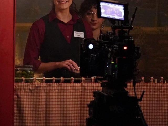 Actress Meg Bellamy, who plays Kate Middleton filming scenes for the next season of The Crown in St Andrews