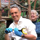 Scottish Lib Dem leader Alex Cole-Hamilton at Edinburgh Zoo while on the General Election campaign trail on Wednesday. Photo: Neil Pooran/PA Wire