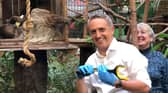 Scottish Lib Dem leader Alex Cole-Hamilton at Edinburgh Zoo while on the General Election campaign trail on Wednesday. Photo: Neil Pooran/PA Wire