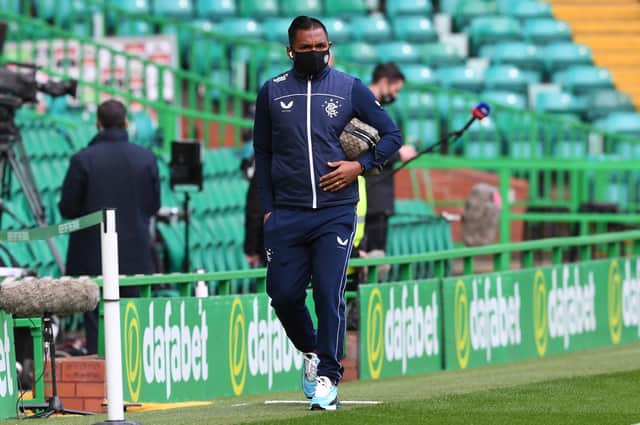Rangers striker Alfredo Morelos arrives at Celtic Park. Picture: SNS