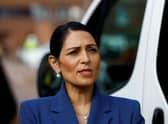 Outgoing home secretary Priti Patel looks on during a visit with members of the Thames Valley Police, at Milton Keynes Police Station. Picture: Andrew Boyers - WPA Pool/Getty Images