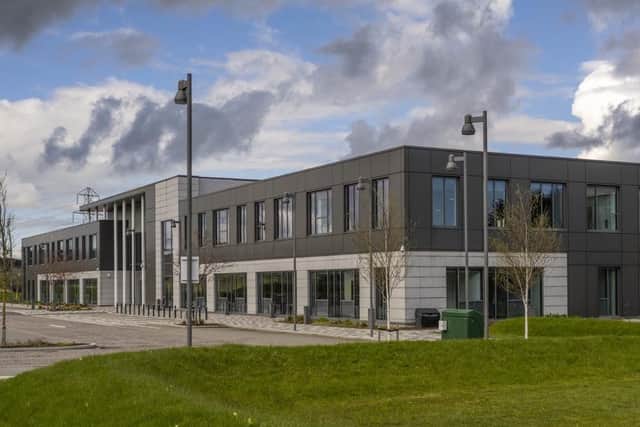The modern two-storey office building at Prime Four Business Park in Kingswells secured by Harbour Energy is arranged over four wings.