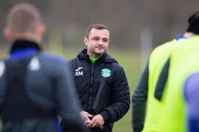 Hibs head coach Shaun Maloney during a recent Hibs training session.