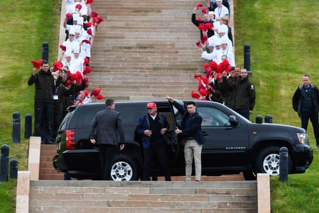 Former US president Donald Trump arrives at Turnberry. Picture: Andy Buchanan/AFP/Getty