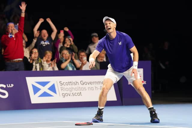 Scotland’s Andy Murray celebrates winning against England’s Jack Draper during day one of Schroders Battle of the Brits at P&J Live, Aberdeen. Picture date: Wednesday December 21, 2022.