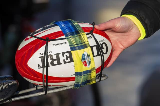 The match ball, which was was attached to the back of a bike, made it to Cardiff safely.