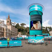 The tweet on screen at the Euro 2020 fanzone in Rome