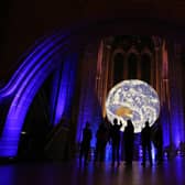 ‘Gaia’ by Luke Jerram will be one of the highlights of SPECTRA, Scotland's festival of light, which opens on Thursday in Aberdeen. It is pictured here at an earlier showing at Liverpool Cathedral and will take over the new look Aberdeen Art Gallery when it goes on show in the North East. PIC:  Gareth Jones