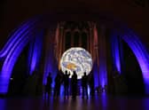 ‘Gaia’ by Luke Jerram will be one of the highlights of SPECTRA, Scotland's festival of light, which opens on Thursday in Aberdeen. It is pictured here at an earlier showing at Liverpool Cathedral and will take over the new look Aberdeen Art Gallery when it goes on show in the North East. PIC:  Gareth Jones