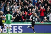 Hibs midfielder Joe Newell cannot believe it as substitute Alex Greive makes it 3-2 to St Mirren with two minutes left of the Premiership fixture at Easter Road   (Photo by Paul Devlin / SNS Group)