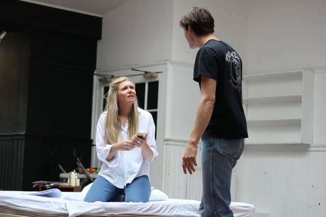 Anders Hayward and Dani Heron in rehearsals for the Traverse Theatre Fringe show Adults.