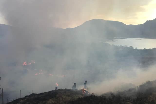 A helicopter, six fire engines and two community pump vehicles were called to the wildfire, which spread miles across the hillside driven by dry and breezy conditions