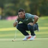 Rory McIlroy of Team Ireland lines up a putt in the play-off hole for the bronze medal in Japan. Picture: Mike Ehrmann/Getty Images.