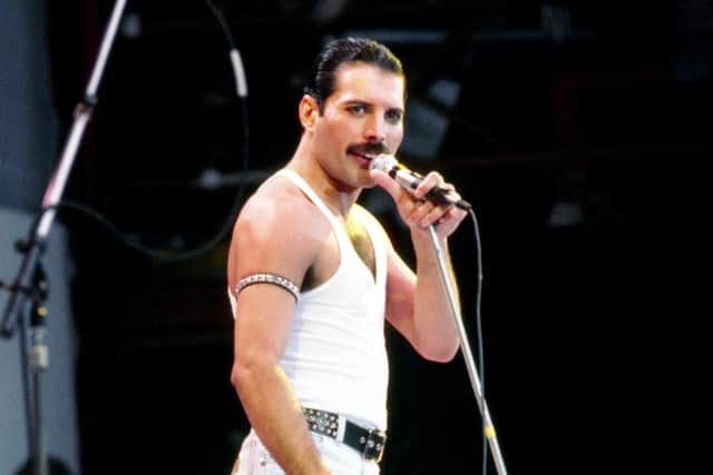 Queen frontman Freddie Mercury performing during the Live Aid concert at Wembley Stadium in London in 1985. Picture: Press Association