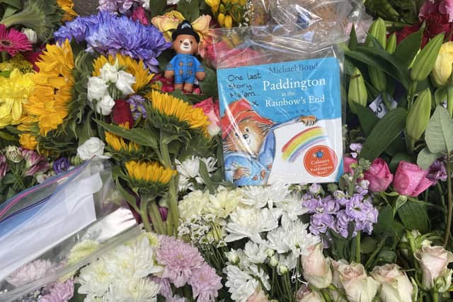 Paddington bear was a popular choice for tributes, as were teddies, unicorns and corgis, reflecting some of the Queen's special affections. Picture: Ilona Amos