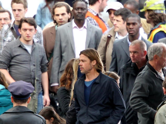 The Hollywood blockbuster World War Z features scenes that were shot in the centre of Glasgow. The cast and crew of 1,200, including the famous Brad Pitt, were involved in shooting scenes at Glasgow George Square.